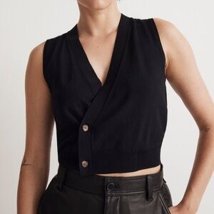 MADEWELL asymmetric button sweater vest black size XS
